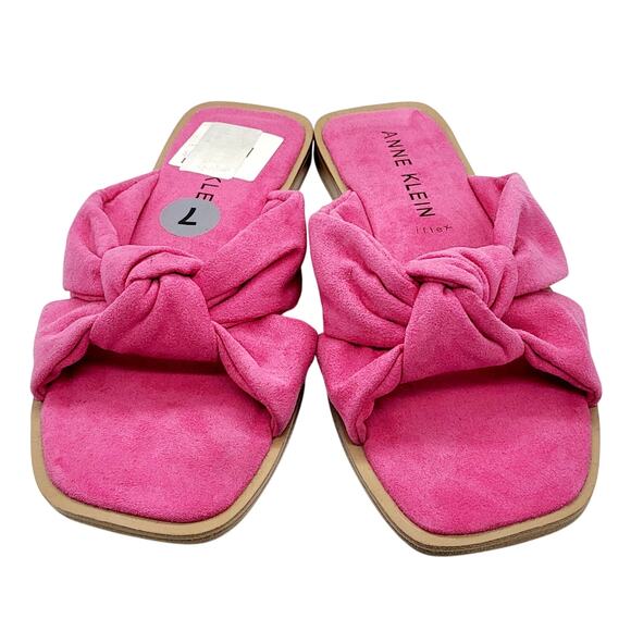 Anne Klein Deanna Pink Fuchsia Square Toe Sandals Made in Brazil Women's Size 7M - Picture 1 of 4